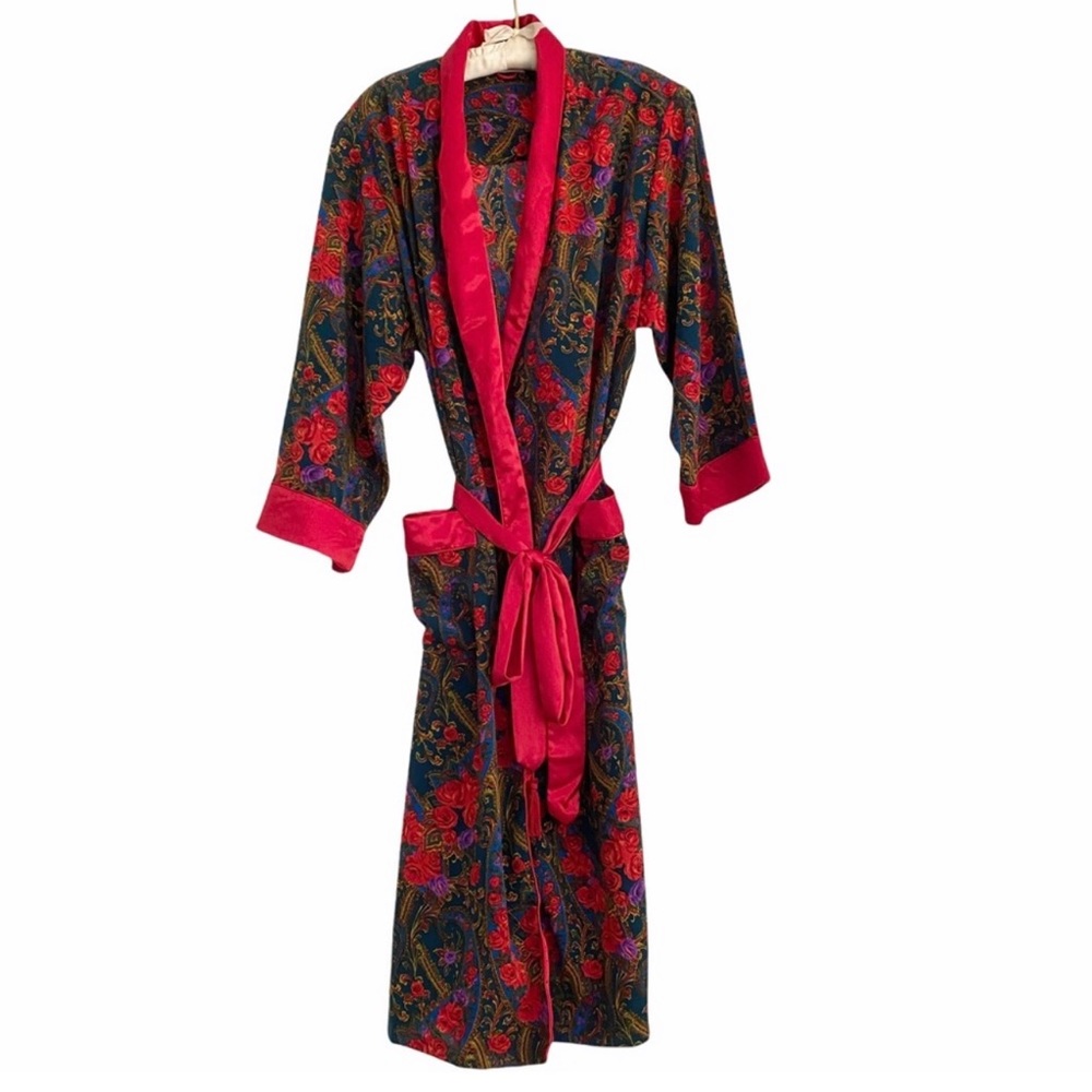 🌹Vintage VS robe red roses & paisley🌹